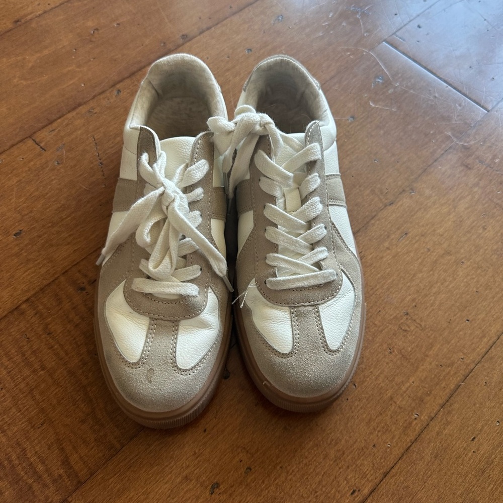 Stylish Cream and Tan Sneakers